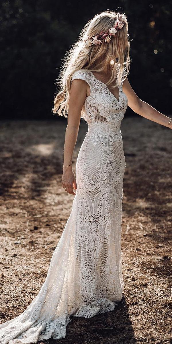 country lace wedding dress with boots