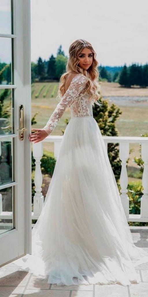 Top 18 Rustic Country Wedding Dresses For 2024   Country Wedding Dress With Long Lace Sleeves 512x1024 