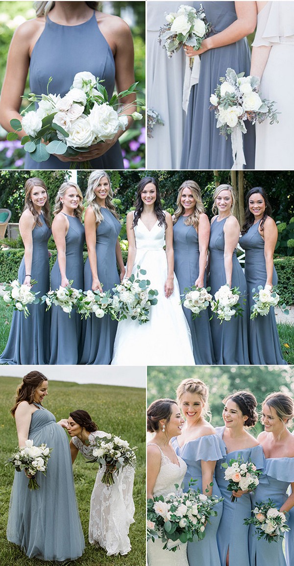 30 + Steel Blue and Dusty Blue Bridesmaid Dresses | SMYD