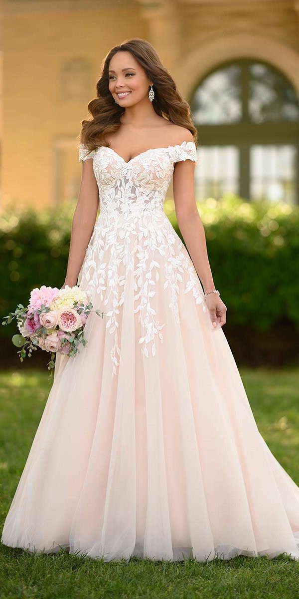 A Line Wedding Dresses Sweetheart Strapless Neckline Off The Shoulder Floral Stella York Show