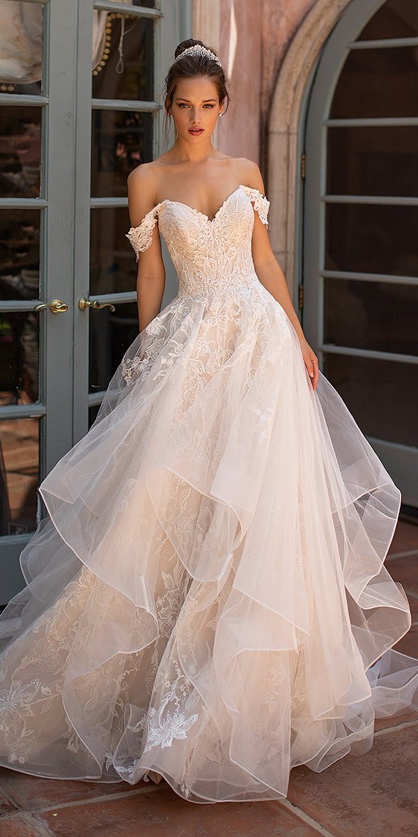 Moonlight Wedding Dresses Ball Gown Sweetheart Neckline Off The Shoulder Lace 2020 Show Me