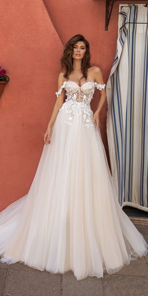 Off The Shoulder Wedding Dresses A Line Sweetheart Neckline Strapless Elena Vasylkova Show Me